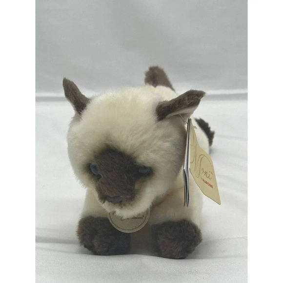 Miyoni by Aurora Siamese Cat  Plush Kitten Blue Eyes Soft  7” Stuffed Animal Toy - Picture 1 of 16